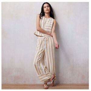 LC Lauren Conrad Beige and White Striped matching set